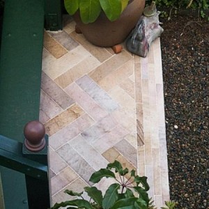 Using up leftover offcuts of sandstone.