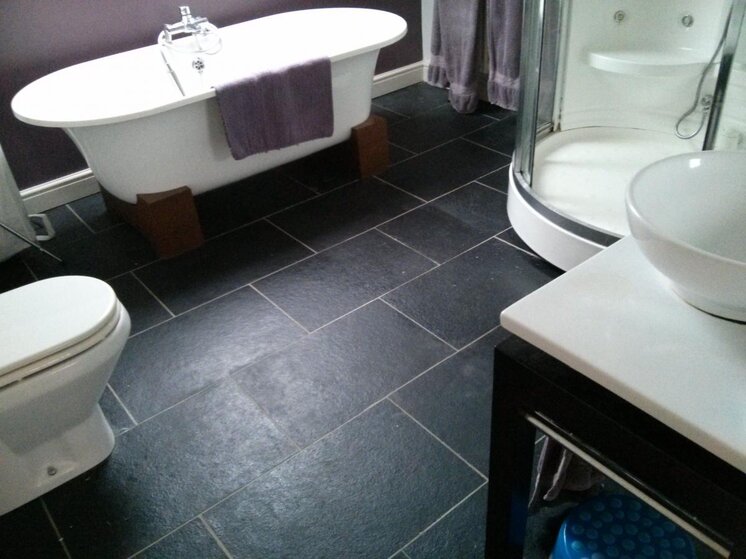 cleaning black slate bathroom tiles