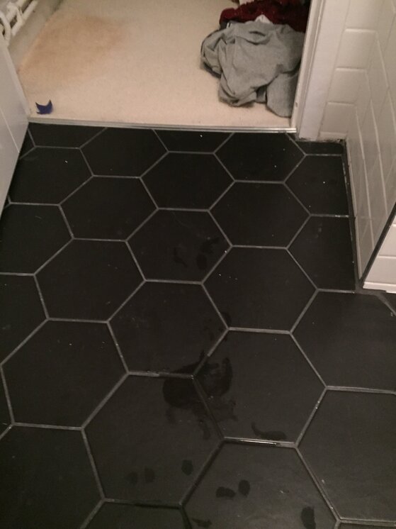 New Black Floor Tiles Grout Not Fully, What Colour Grout To Use With Black Tiles