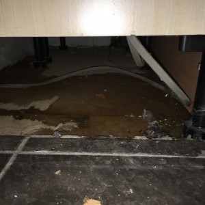 Water under kitchen tile