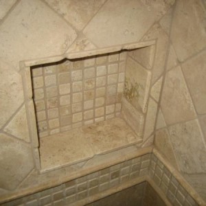 The Orsborn's Custom Shower, Arlington, TEXAS. Mexican Travertine.