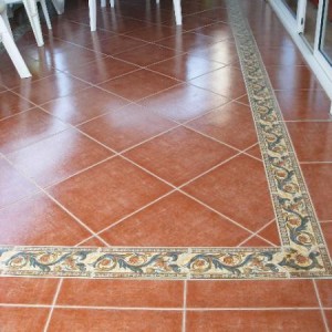 Terrace tiling with inlay & border