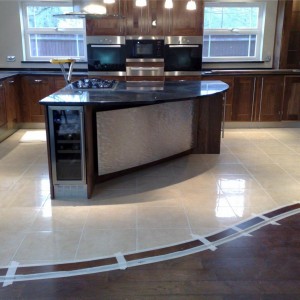 Porcelain tiles fitted to kitchen floor