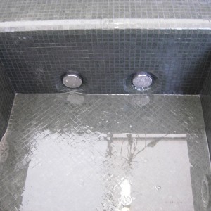 black glass mosaic lower foot well spa