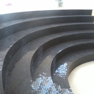 black mosaic steps