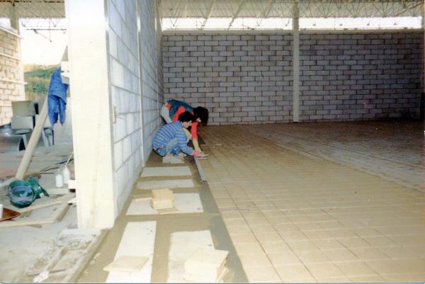 Some hard work with my other two brothers (also brilliant tilers) back in the eighties. Tiling on fresh sand and cement screed.